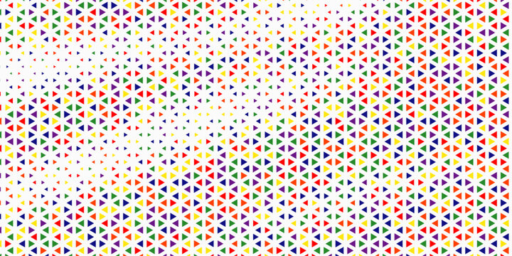 Abstract colorful triangle halftone pattern with rainbow gradient on white background