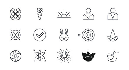 Fototapeta premium Set of 15 Simple Line Icons for Web and Design: Business, Nature, Health, and More