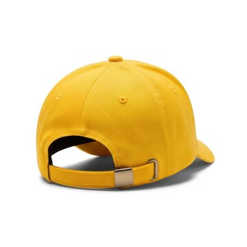 Bright yellow baseball cap with adjustable strap and curved brim