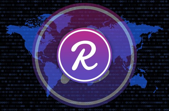 Reef virtual currency images on digital background. 3d illustrations.