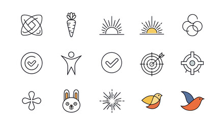 Obraz premium Vector Icon Set: Success, Nature, Goals, and Abstract Symbols