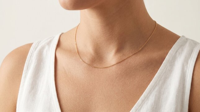 Upper chest collarbone area with subtle hair texture, clean beauty style, isolated background