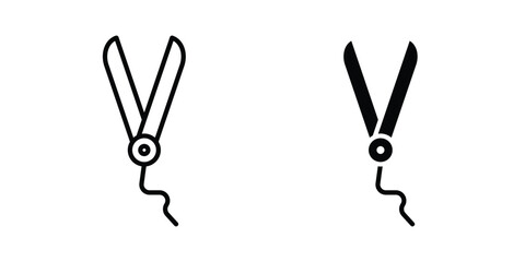 Fototapeta premium Hair straightener icon concept. Thin line symbol. Solid icons