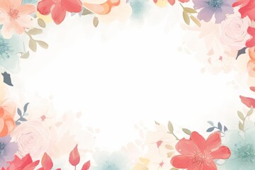 Obraz premium Watercolor flowers and leaves forming a decorative border on a light background