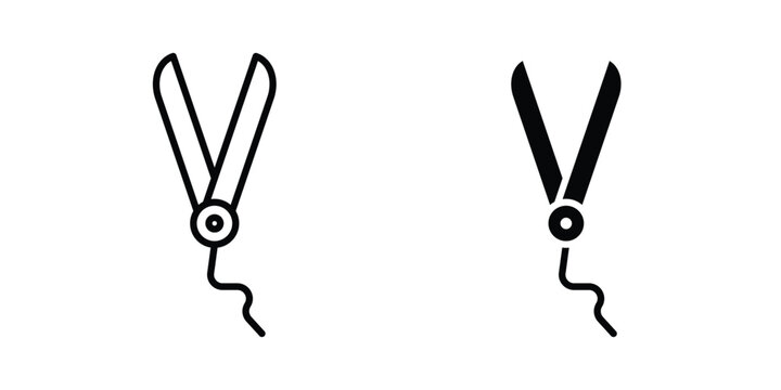Hair straightener icon concept. Thin line symbol. Solid icons