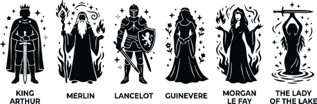 King arthur merlin lancelot guinevere morgan le fay and lady of the lake