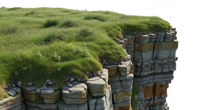 Cliffside with Lush Green Grassy Top.