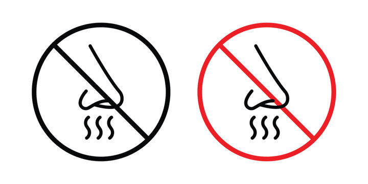 No smell sign concept. Thin line symbol. Solid icons