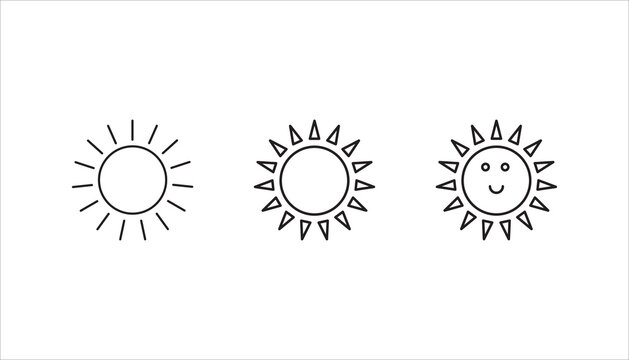 sun icon set, with white background