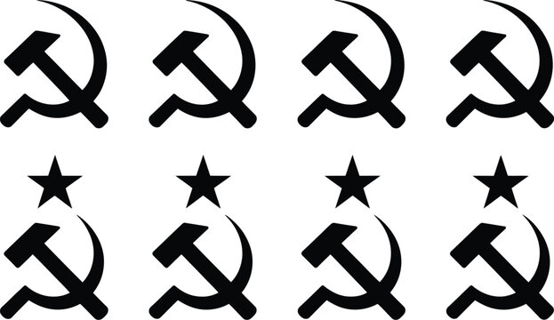 Hammer and sickle vector icon, historical political symbol illustration representing 20th century ideology and vintage emblem design for educational and archival use.