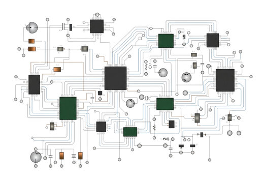 Detailed Electronic Schematic Diagram of an Operational Amplifier Circuit with Various Components and Connections