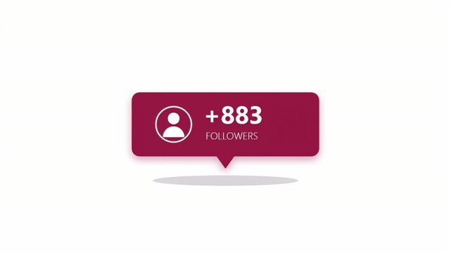 Animated social media notification bubble with a rapidly increasing follower count for digital marketing success