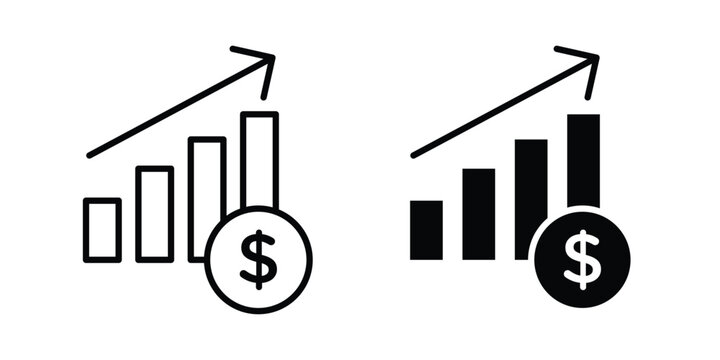 Profit increase icon concept. Thin line symbol. Solid icons