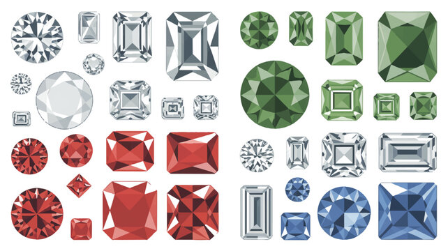 collection of colorful gems and jewels in various shapes and sizes on white background