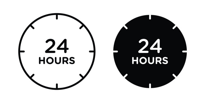 Twenty four hours icon concept. Thin line symbol. Solid icons