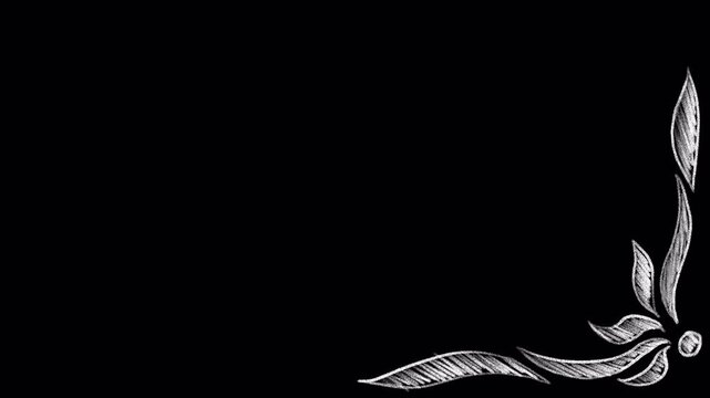 White retro chalk frame, animation, transparent background