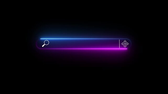 Close-up of hand using computer mouse with virtual AI search engine bar. Concept for artificial intelligence,smart search, machine learning,SEO, data query,and digital transformation.4k motion video.