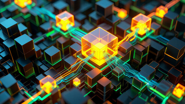 Abstract colorful glowing futuristic background with light lines and digital energy design