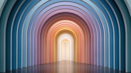 Obraz premium Vibrant rainbow arches, colorful tunnel, gradient background, abstract design