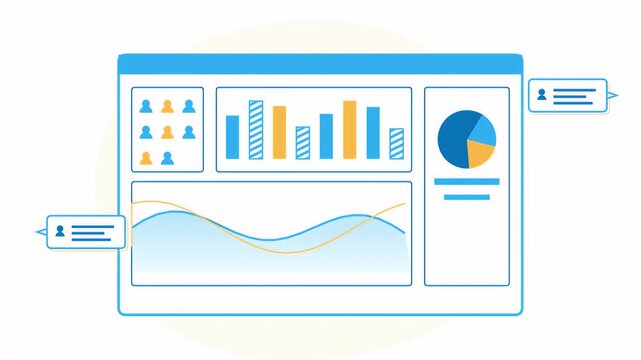Digital business dashboard animation featuring dynamic charts and graphs for data analysis and financial reporting