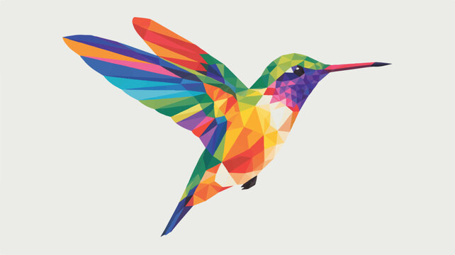 colorful hummingbird in flight with geometric patterns