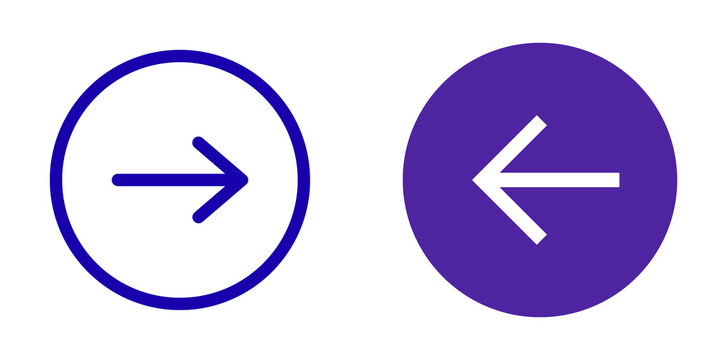 Set of directional arrows, right and left, isolated on transparent background