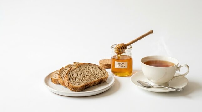 Honey tea and toast are a nice breakfast