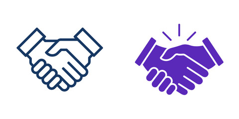 Fototapeta premium Handshake icons, deal symbol, partnership agreement, isolated on transparent background