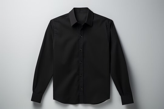 Black long sleeve button down dress shirt for men's business and formal wear