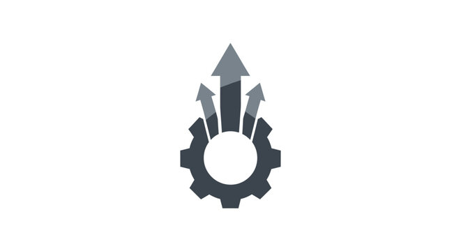 Gear with arrows pointing up growth.