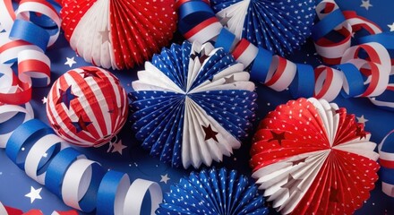 Fototapeta premium Festive happy 4th of july decorations patriotic sparklers for independence day celebrations