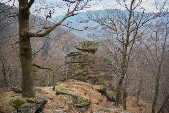 Rock formation in Jizerske hory forest