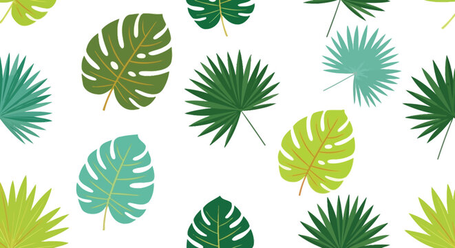 Seamless floral vector pattern with green cannabis and fern leaves creating a nature inspired summer foliage wallpaper design