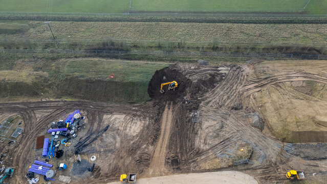 Construction Site Aerial View at Taylor Wimpey in Ripon, UK.