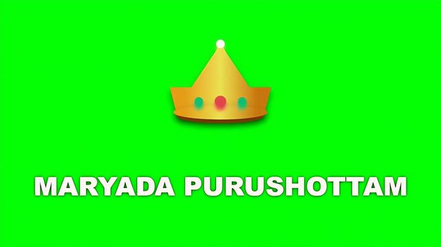 Golden crown illustration with Maryada Purushottam text representing Lord Rama for Hindu religious content