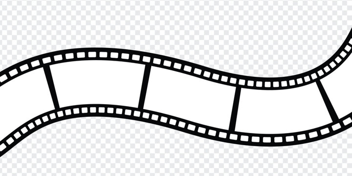 Wavy film strip isolated cinema reel curve frame vector illustration