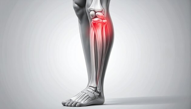Detailed Anatomical Illustration of Human Knee Joint with Pain