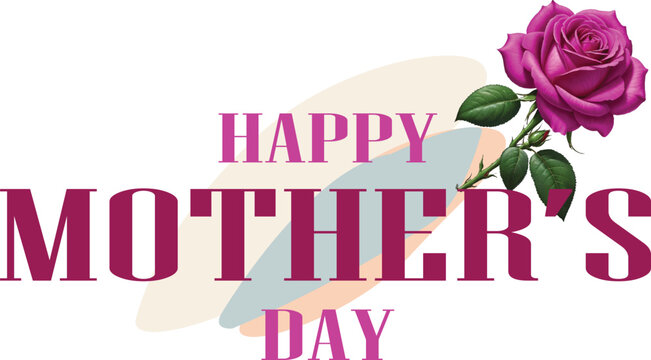 Happy mothers day greeting card design with a beautiful purple rose .