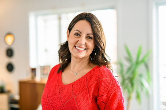 Senior woman relaxing at home apartment