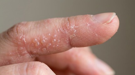 Fototapeta premium Close-up of dry finger skin.