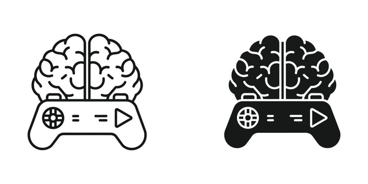 Brain controlling a video game controller illustration