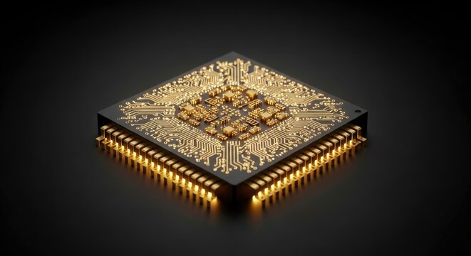 Microchip electronic component close-up.