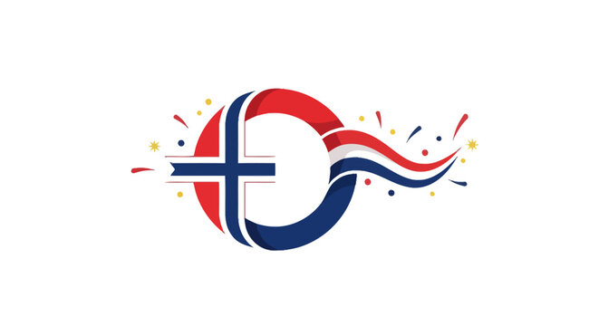Norway Flag Emblem Symbol Logo Design.