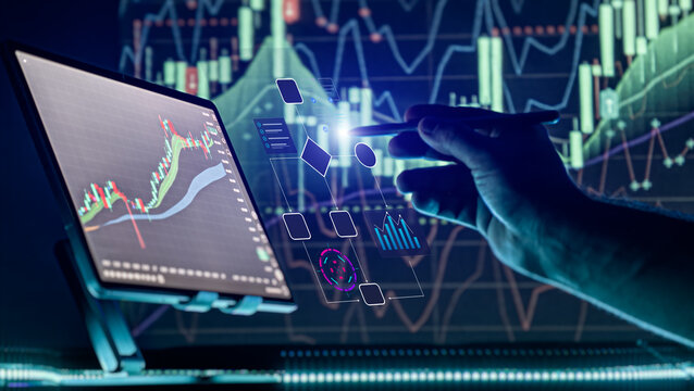 Financial Workflow Automation Concept with Trading Tablet and Process Diagram