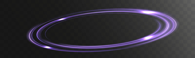 Glowing Purple Light Ring Trail, Abstract Circular Energy Stroke on Transparent Background © Olga