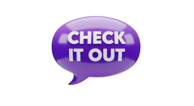 A purple stamp with a checkmark and the words check it out