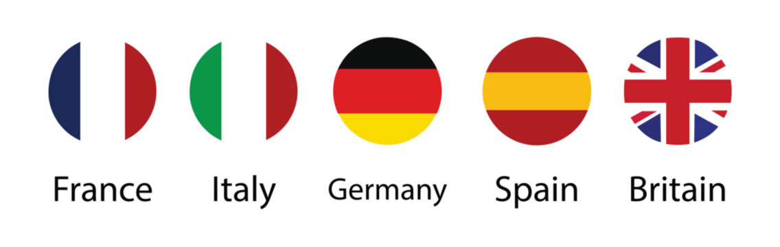 European flags in standard colors. Circle button icon flag 