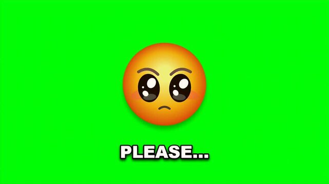 Pleading face emoji with large shiny eyes and text saying please expresses a request or begging emotion