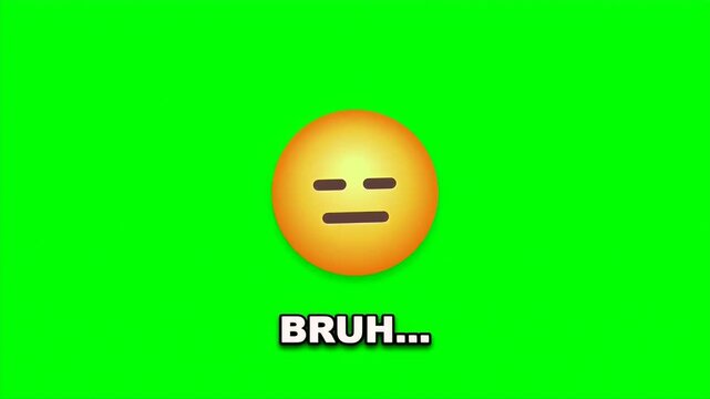 A bored and unimpressed yellow emoji face with a bruh text caption for social media reactions
