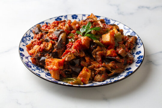 Traditional Turkish food; eggplant meze (Turkish name; saksuka)